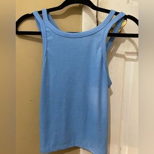 Baby Blue Cross-Back High Neck Tank Top